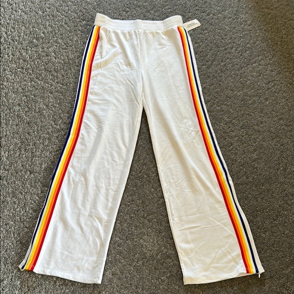 Forever 21 Pants - NWT Forever 21 White With Rainbow Stripe Knit Track Pants
